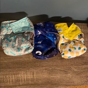 COPY - 3 cloth pocket diapers with sewn inserts